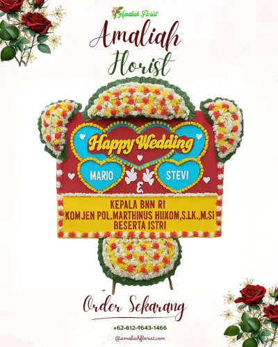 Karangan Papan Bunga Pernikahan di Gemawang